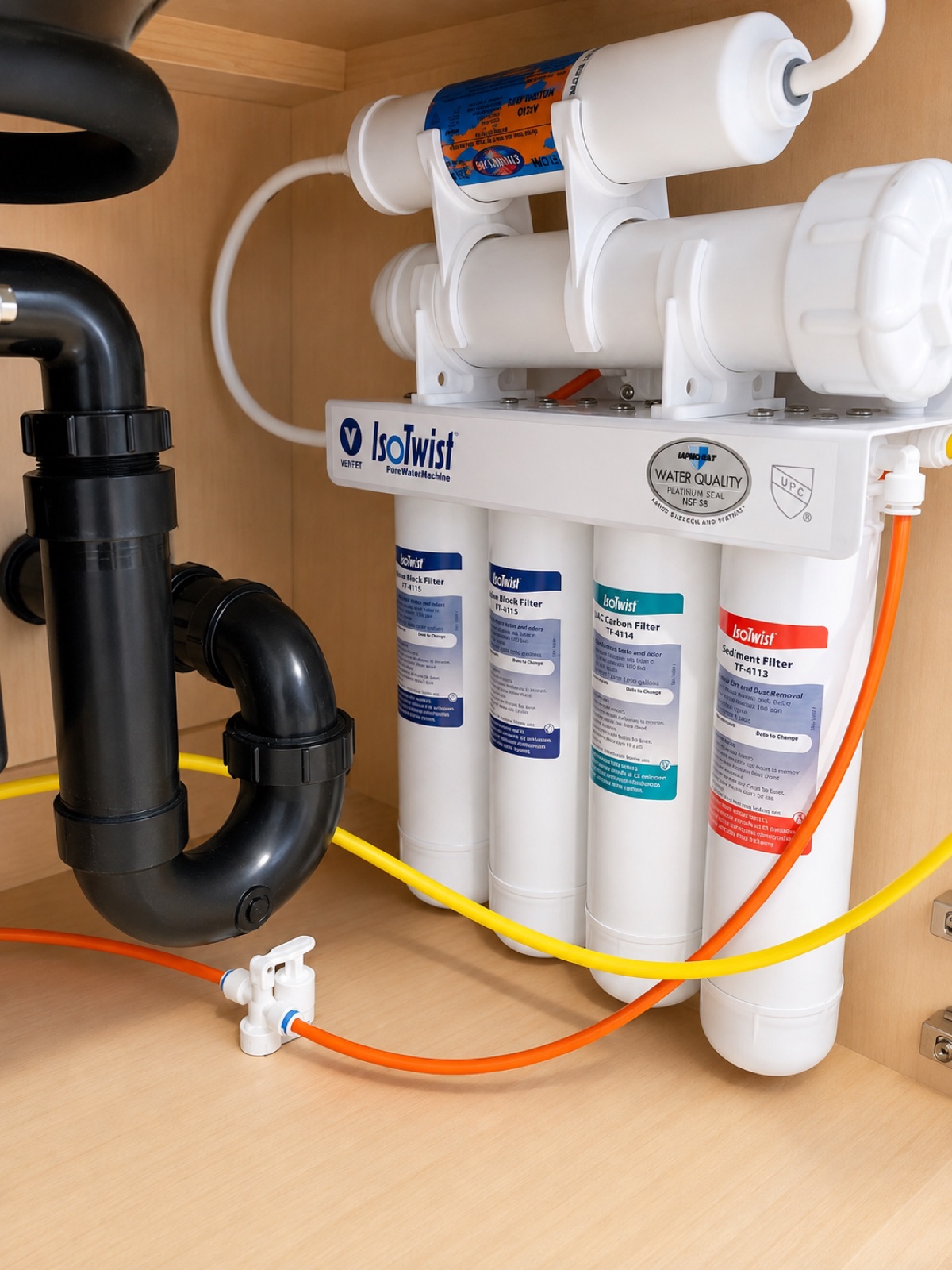 Under-sink reverse osmosis drinking water system
